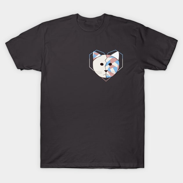 White Geometric Cat T-Shirt by Kali Farnsworth